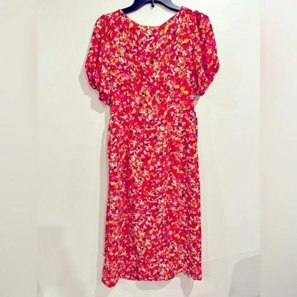 Sanctuary Women's Floral Puff Sleeve Midi Dress Red, Sunset Bloom size 2 [COPY] - Picture 7 of 8